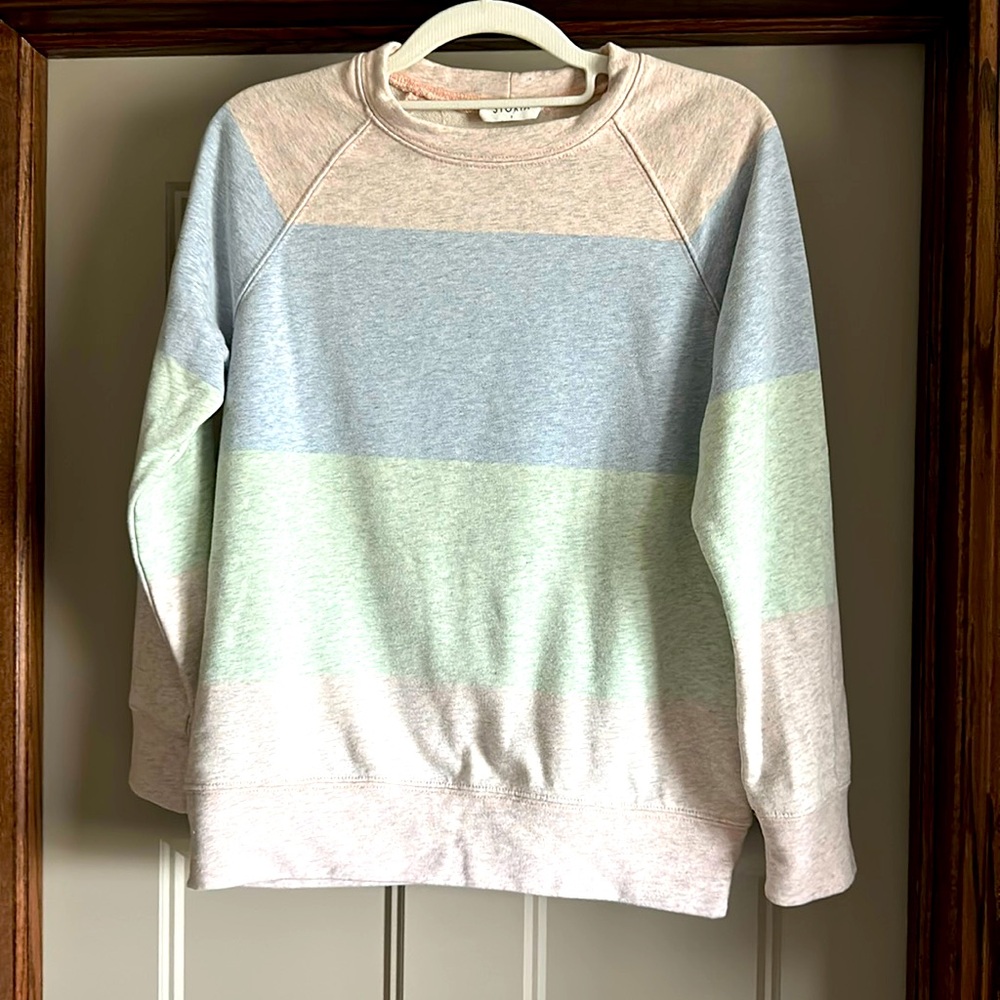 Women’s Storia Pastel Striped Sweatshirt Size Small Colorblock